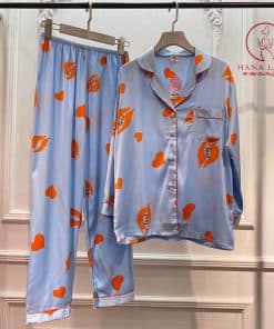 Pijama lụa tơ họa tiết son môi cao cấp PJ244 11