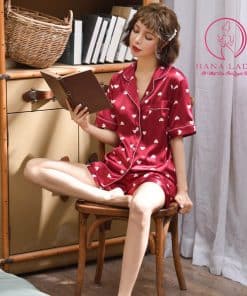 Đồ ngủ lụa tơ cộc đỏ trái tim cao cấp PJ272 7 Đồ ngủ lụa tơ cộc đỏ trái tim cao cấp PJ272 15