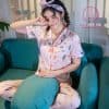 Đồ ngủ pijama lụa cao cấp họa tiết nón màu siêu ngọt PJ259 1