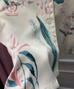 Pijama lụa tằm họa tiết lá xanh nhã nhặn PJ257 6 Pijama lụa tằm họa tiết lá xanh nhã nhặn PJ257 12