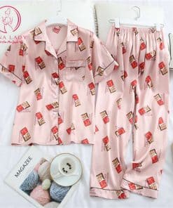 Đồ ngủ pijama lụa tơ họa tiết chocolate ngọt ngào PJ263 3 Đồ ngủ pijama lụa tơ họa tiết chocolate ngọt ngào PJ263 6