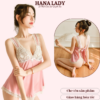 Váy ngủ lụa sexy phối ren hồng hở mông cao cấp VN355 1