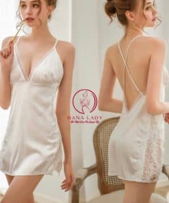 Váy ngủ lụa xẻ tà ren hoa chéo lưng kèm mút ngực VN340 3 Váy ngủ lụa xẻ tà ren hoa chéo lưng kèm mút ngực VN340 9