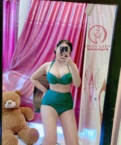 Bikini lưng cao xanh trơn BN097 3 Bikini lưng cao xanh trơn BN097 13
