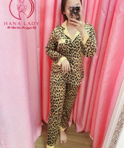 Pijama lụa satin họa tiết da beo PJ287 8 Pijama lụa satin họa tiết da beo PJ287 16