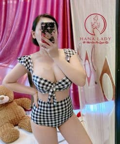 Bikini 2 mảnh tay cánh tiên sọc caro nâng ngực BN099 9 Bikini 2 mảnh tay cánh tiên sọc caro nâng ngực BN099 18