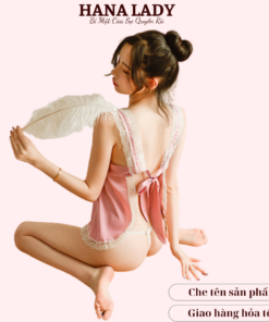 Váy ngủ lụa sexy phối ren hồng hở mông cao cấp VN355 18