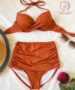 Bikini đồ tắm 2 mảnh lưng cao cam đất sang chảnh BN094 16
