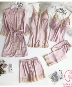 Set ngủ 5 món lụa cao cấp Pink PJ2823 3 Set ngủ 5 món lụa cao cấp Pink PJ2823 8