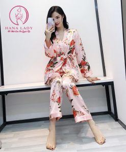 Bộ ngủ lụa kèm choàng cao cấp hoa hồng PJ281 8 Bộ ngủ lụa kèm choàng cao cấp hoa hồng PJ281 14