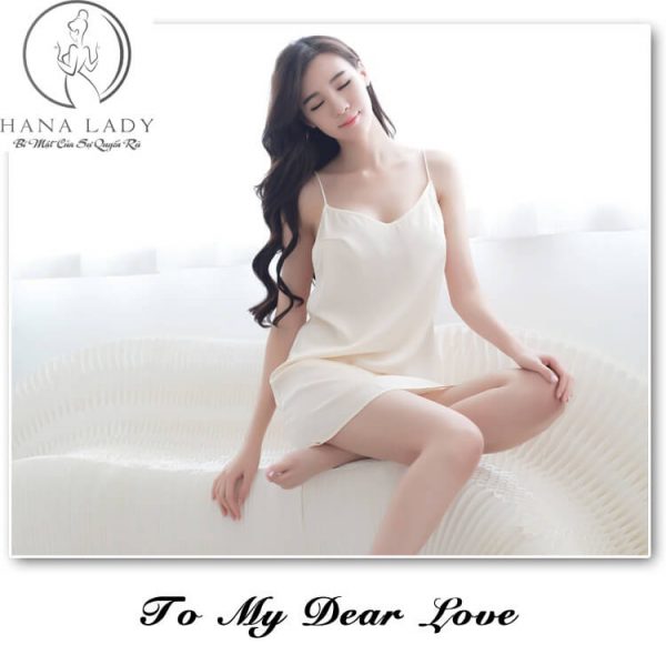 Váy ngủ lụa basic 2 dây trắng ngà VN075W 7 Váy ngủ lụa basic 2 dây trắng ngà VN075W 12