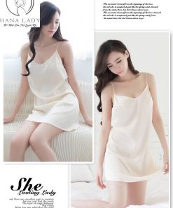 Váy ngủ lụa basic 2 dây trắng ngà VN075W 6 Váy ngủ lụa basic 2 dây trắng ngà VN075W 11