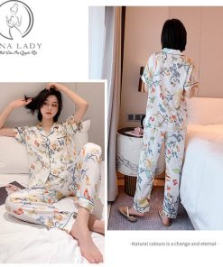 Pijama lụa tơ cao cấp TNQD họa tiết hoa bướm PJ317 4 đồ ngủ pijama lụa
