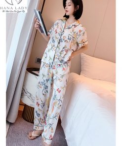 Pijama lụa tơ cao cấp TNQD họa tiết hoa bướm PJ317 3 Pijama cao cấp