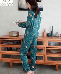 Pijama lụa tơ cao cấp tay dài chữ DK PJ314 7