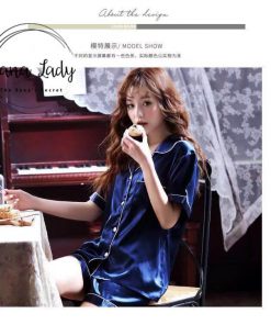 Pijama phi lụa cao cấp xanh basic PJ028 3 Pijama phi lụa cao cấp xanh basic PJ028 7