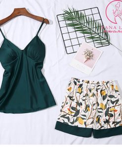 Bộ ngủ 2 dây lụa cao cấp kèm mút ngực PJ327 4 Bộ ngủ 2 dây lụa cao cấp kèm mút ngực PJ327 8