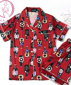 Pijama lụa tơ họa tiết bình rượu đỏ PJ351 4 Pijama lụa tơ họa tiết bình rượu đỏ PJ351 9