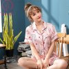 Pijama lụa tơ họa tiết mèo tim hồng cute PJ349 2 Pijama lụa tơ họa tiết mèo tim hồng cute PJ349 2