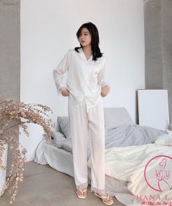 Bộ ngủ pijama lụa tơ túi chữ cao cấp phối ren PJ321 6 Bộ ngủ pijama lụa tơ túi chữ cao cấp phối ren PJ321 11
