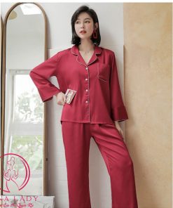 Pijama lụa tơ trơn viền cao cấp form cực sang PJ320 7 Pijama lụa tơ trơn viền cao cấp form cực sang PJ320 13