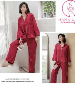 Pijama lụa tơ trơn viền cao cấp form cực sang PJ320 6 Pijama lụa tơ trơn viền cao cấp form cực sang PJ320 12