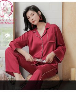 Pijama lụa tơ trơn viền cao cấp form cực sang PJ320 5 Pijama lụa tơ trơn viền cao cấp form cực sang PJ320 11
