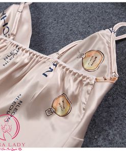 Bộ ngủ lụa tơ 2 dây cao cấp chữ kem PJ336 6 Bộ ngủ lụa tơ 2 dây cao cấp chữ kem PJ336 11