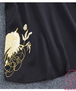 Bộ ngủ lụa tơ 2 dây cao cấp hoa đen PJ335 12