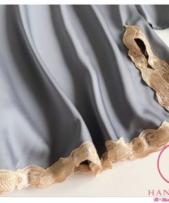 Aó choàng ngủ lụa phối ren trắng (chỉ choàng) VN382 3 Aó choàng ngủ lụa phối ren trắng (chỉ choàng) VN382 10