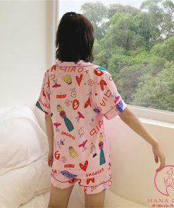 Pijama lụa tơ họa tiết hoạt hình cute PJ329 12