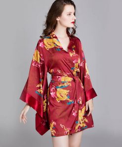 Áo choàng ngủ lụa tơ Long Phụng cao cấp VN393 3 Áo choàng ngủ lụa tơ Long Phụng cao cấp VN393 8