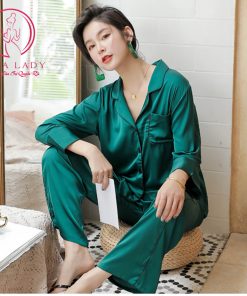 Đổ ngủ pijama lụa tơ cao cấp xanh trơn viền đen PJ324 3 Đổ ngủ pijama lụa tơ cao cấp xanh trơn viền đen PJ324 9