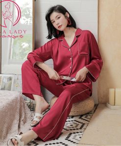 Pijama lụa tơ trơn viền cao cấp form cực sang PJ320 3 Pijama lụa tơ trơn viền cao cấp form cực sang PJ320 9