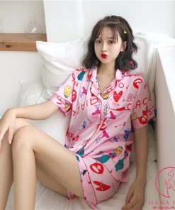 Pijama lụa tơ họa tiết hoạt hình cute PJ329 10