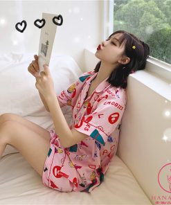 Pijama lụa tơ họa tiết hoạt hình cute PJ329 11