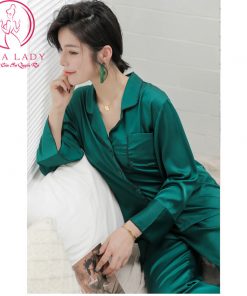 Đổ ngủ pijama lụa tơ cao cấp xanh trơn viền đen PJ324 5 Đổ ngủ pijama lụa tơ cao cấp xanh trơn viền đen PJ324 11