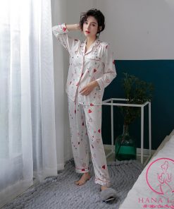 Pijama lụa tơ cao cấp họa tiết tim cute PJ347 6 Pijama lụa tơ cao cấp họa tiết tim cute PJ347 12