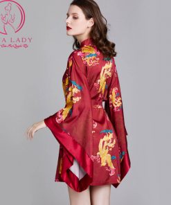 Áo choàng ngủ lụa tơ Long Phụng cao cấp VN393 4 Áo choàng ngủ lụa tơ Long Phụng cao cấp VN393 9