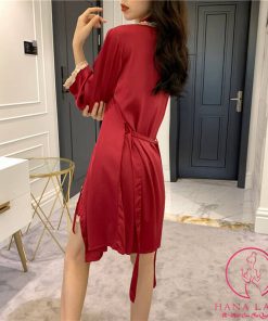 Aó choàng ngủ lụa phối ren trắng (chỉ choàng) VN382 5 Aó choàng ngủ lụa phối ren trắng (chỉ choàng) VN382 12