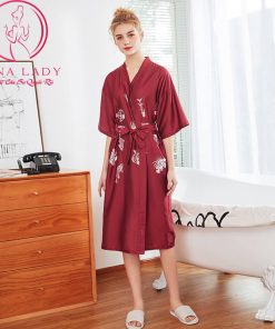 Áo choàng ngủ lụa tơ xương cá cao cấp VN391 5 Áo choàng ngủ lụa tơ xương cá cao cấp VN391 11