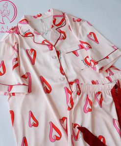 Pijama lụa ngắn họa tiết tim hồng cao cấp PJ322 5 Pijama lụa ngắn họa tiết tim hồng cao cấp PJ322 11