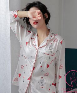Pijama lụa tơ cao cấp họa tiết tim cute PJ347 7 Pijama lụa tơ cao cấp họa tiết tim cute PJ347 13