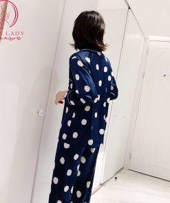 Pijama lụa tơ họa tiết bi to xanh PJ361 4 Pijama lụa tơ họa tiết bi to xanh PJ361 9