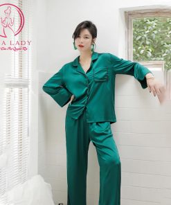 Đổ ngủ pijama lụa tơ cao cấp xanh trơn viền đen PJ324 6 Đổ ngủ pijama lụa tơ cao cấp xanh trơn viền đen PJ324 12