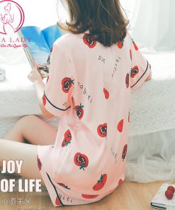 Pijama lụa tơ họa tiết cà chua cao cấp PJ356 3 Pijama lụa tơ họa tiết cà chua cao cấp PJ356 9