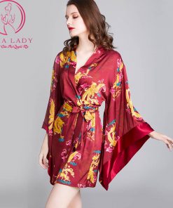 Áo choàng ngủ lụa tơ Long Phụng cao cấp VN393 5 Áo choàng ngủ lụa tơ Long Phụng cao cấp VN393 10