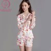 Pijama lụa tay lỡ quần cộc họa tiết môi PJ355 2 Pijama lụa tay lỡ quần cộc họa tiết môi PJ355 2