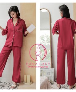 Pijama lụa tơ trơn viền cao cấp form cực sang PJ320 4 Pijama lụa tơ trơn viền cao cấp form cực sang PJ320 10