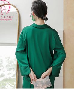 Đổ ngủ pijama lụa tơ cao cấp xanh trơn viền đen PJ324 4 Đổ ngủ pijama lụa tơ cao cấp xanh trơn viền đen PJ324 10